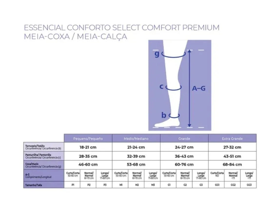 Meia de Compressão Select Comfort Premium 15-20 Mmhg Af Meia-coxa Ponteira Aberta - Sigvaris P2