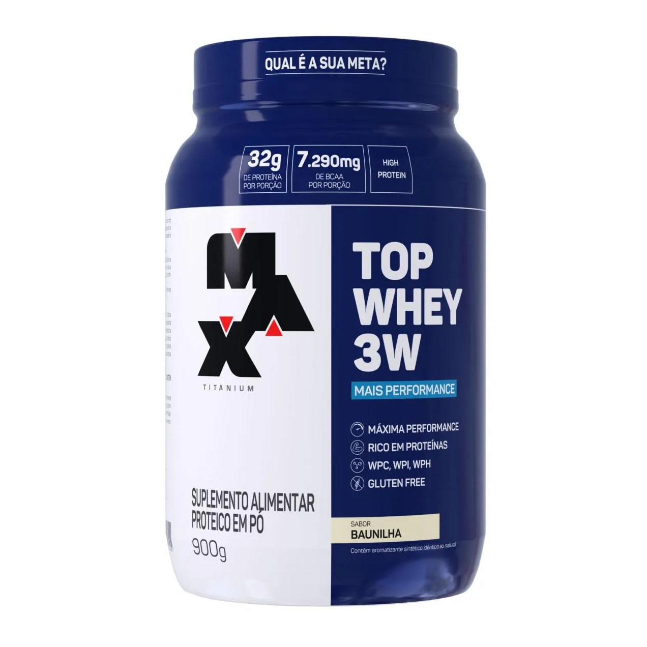 Top Whey 3w + Performance Baunilha Max Titanium 900g