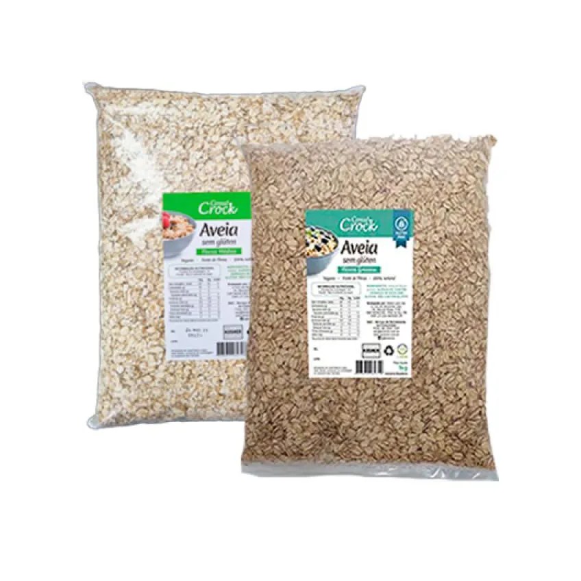 KIT 2 AVEIA EM FLOCOS SEM GLúTEN LEVE CROC 1KG: GROSSOS, MéDIOS