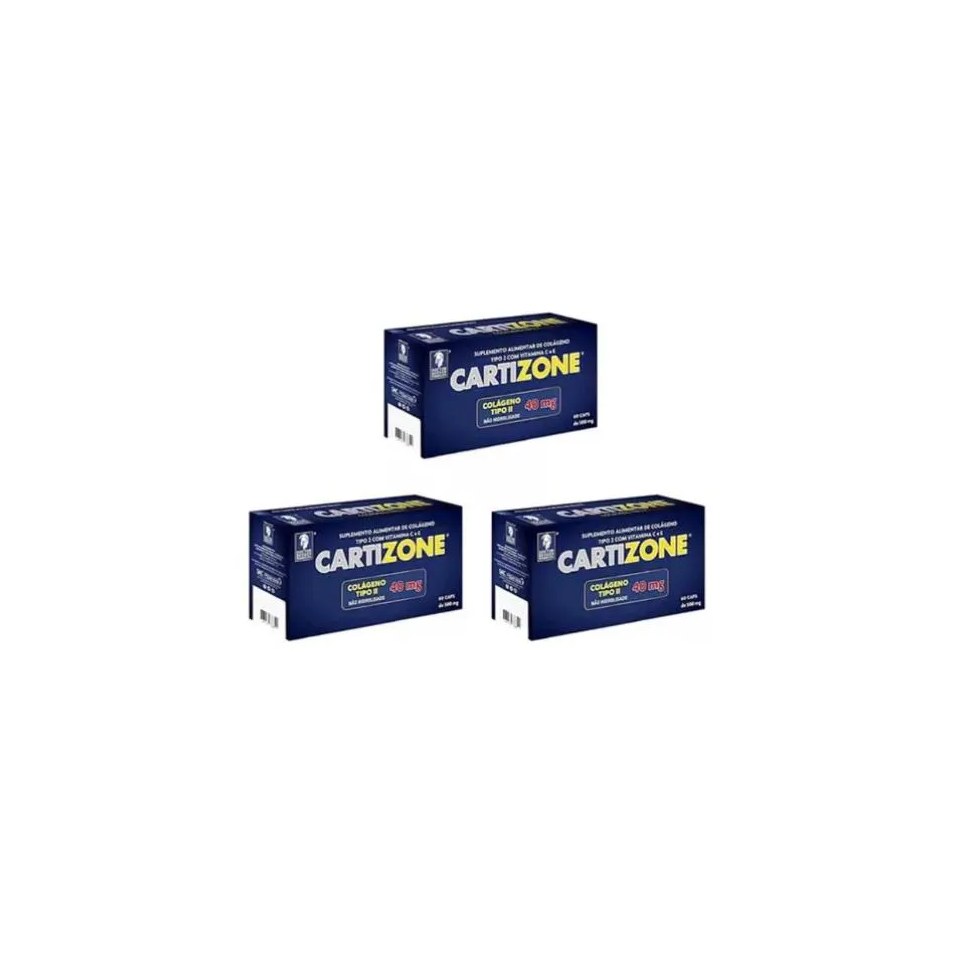 Kit 3 Colágeno Tipo 2 Com Vitamina C E 60 Cáps - Cartizone