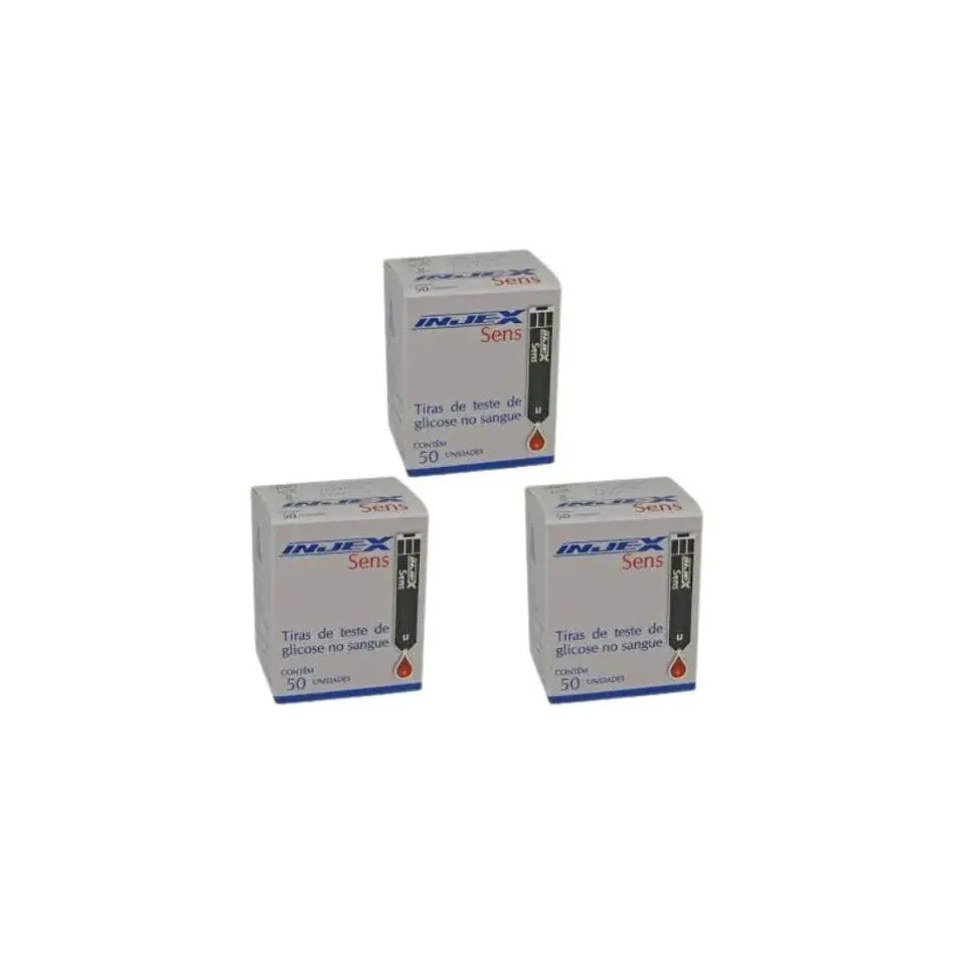 Kit 3 Cxs Tira Controle De Glicemia Injex Sens Total 150 Cor Cinza-escuro