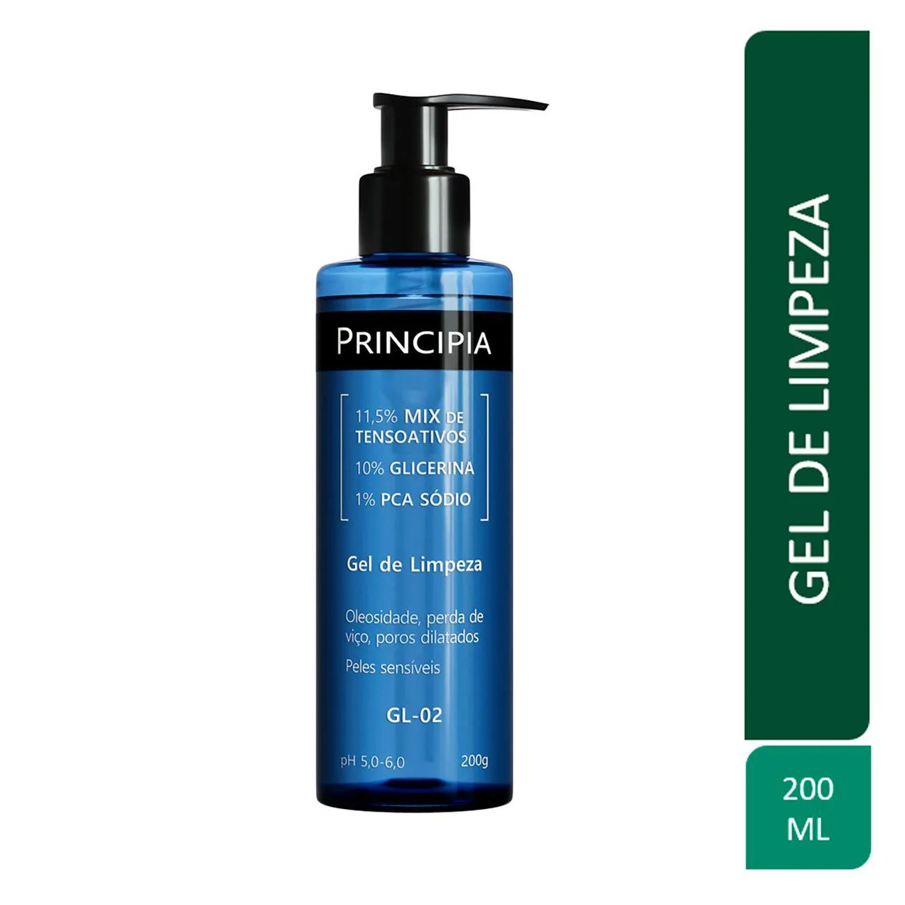 Kit Facial Principia Skincare Gel de Limpeza Suave GL-02 200ml + Protetor Solar PS-01 FPS 60 40ml + Sérum Anti-Idade Mix-02 30ml