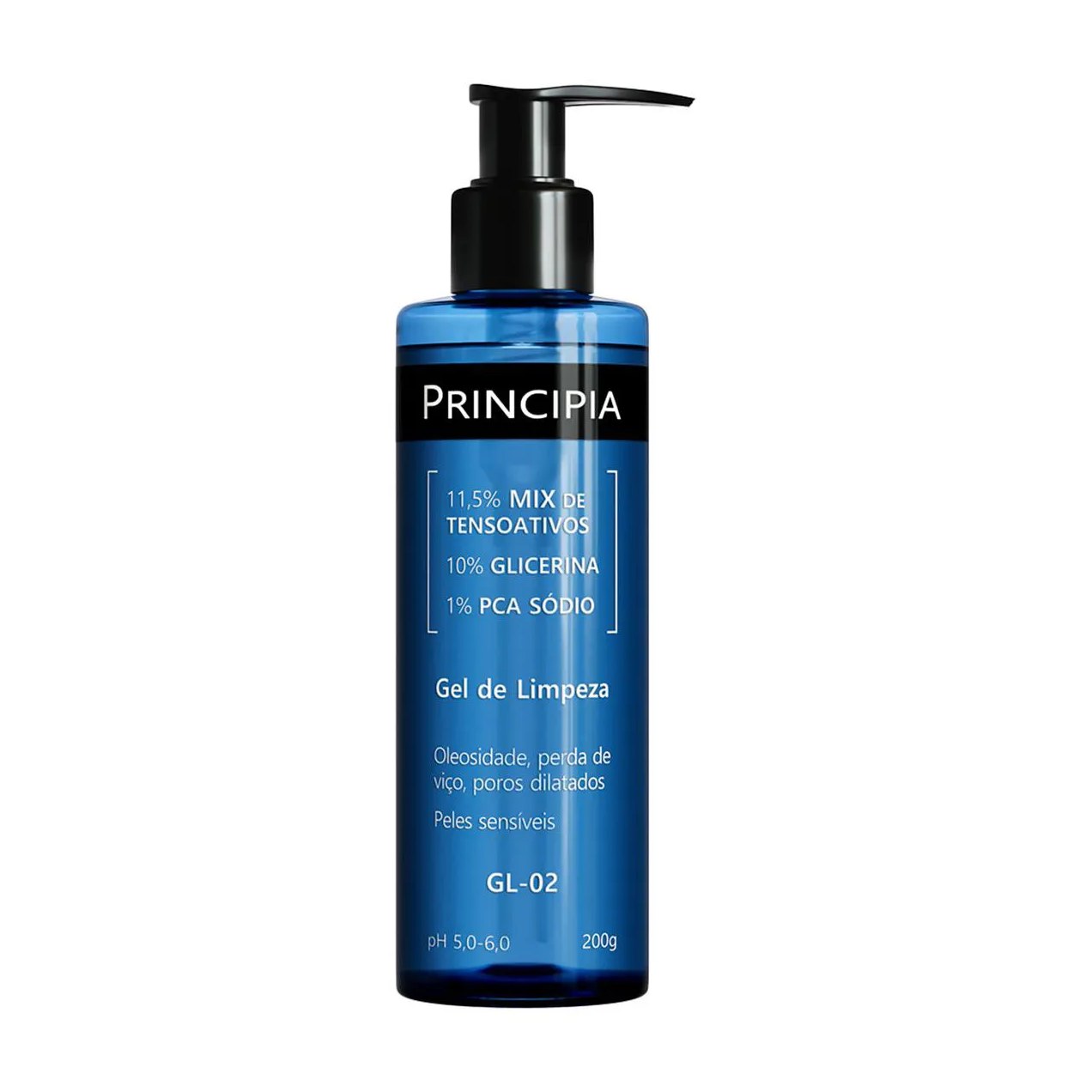 Kit Facial Principia Skincare Gel de Limpeza Suave GL-02 200ml + Protetor Solar PS-01 FPS 60 40ml + Sérum Anti-Idade Mix-02 30ml