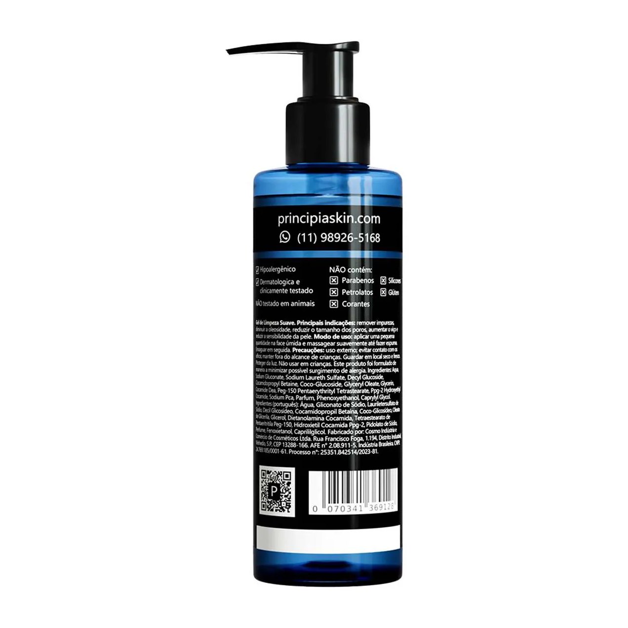 Kit Facial Principia Skincare Gel de Limpeza Suave GL-02 200ml + Protetor Solar PS-01 FPS 60 40ml + Sérum Anti-Idade Mix-02 30ml