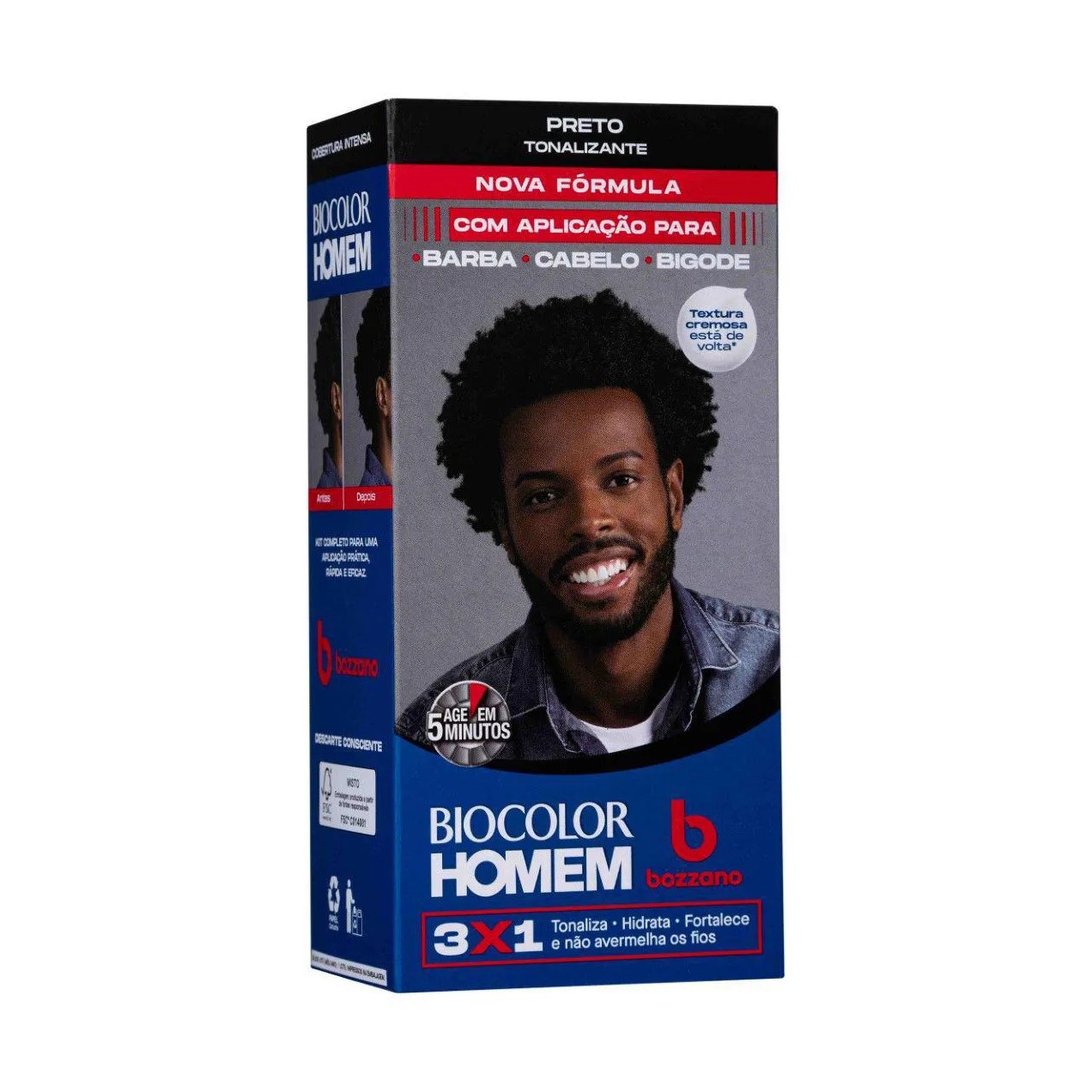 Tonalizante de Cabelo Biocolor Homem Bozzano - Preto
