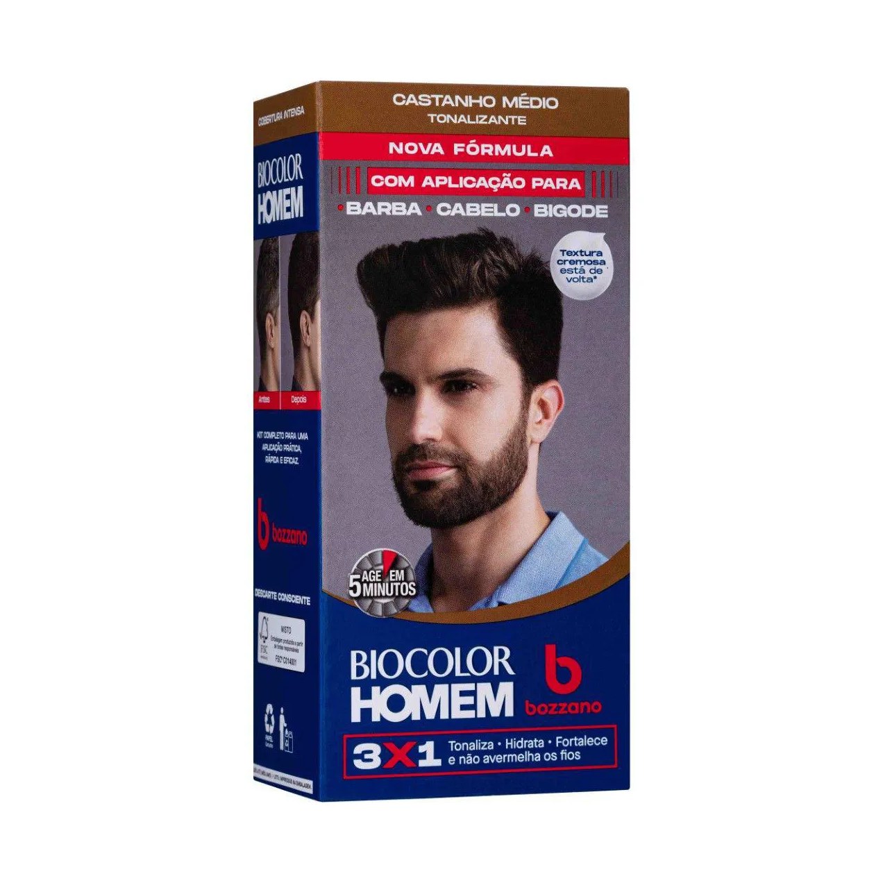 Tonalizante de Cabelo Biocolor Homem Bozzano - Castanho Médio