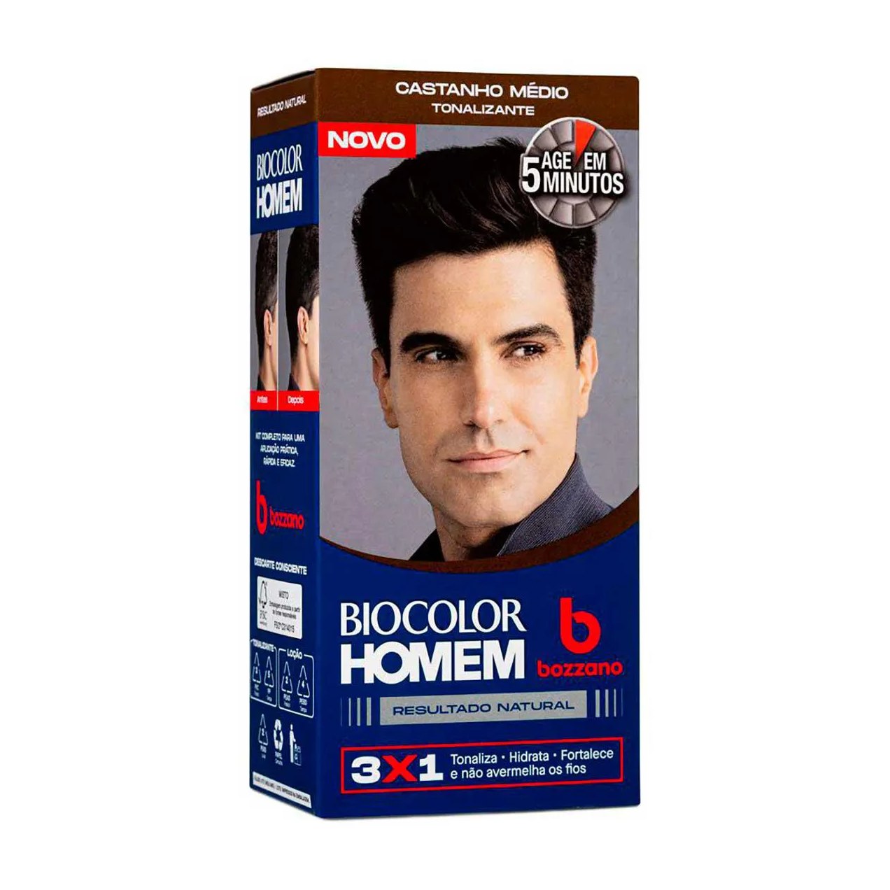 Tonalizante de Cabelo Biocolor Homem Bozzano - Castanho Médio