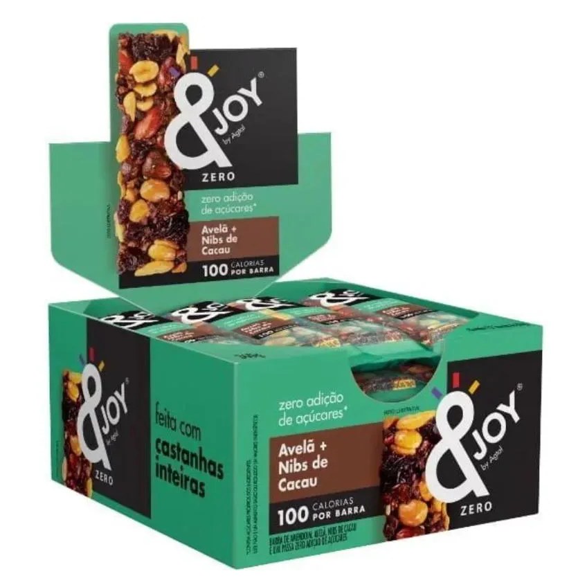 Barra Zero Açúcar Avelã E Nibs De Cacau Display 12uni De 25g - &joy