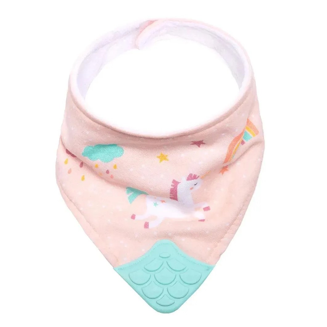 Babador Bandana C/mordedor Magic Unicórnio Rosa Buba
