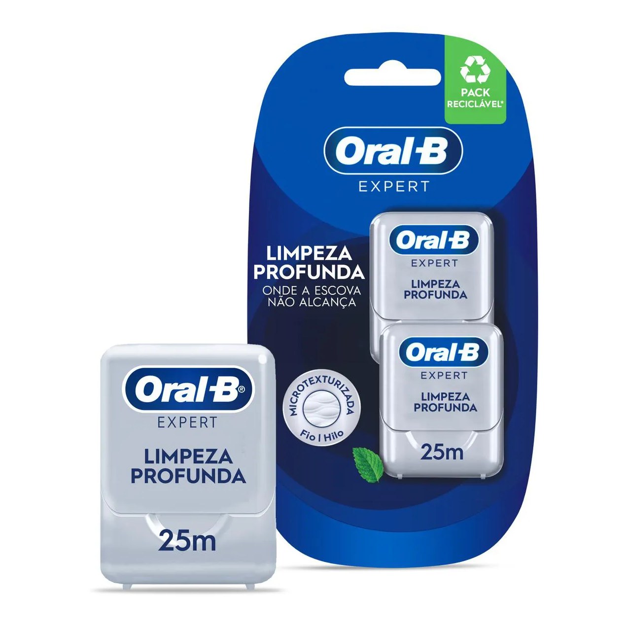 Fio Dental Oral-B Expert Limpeza Profunda Sabor Menta 2 unidades de 25m cada