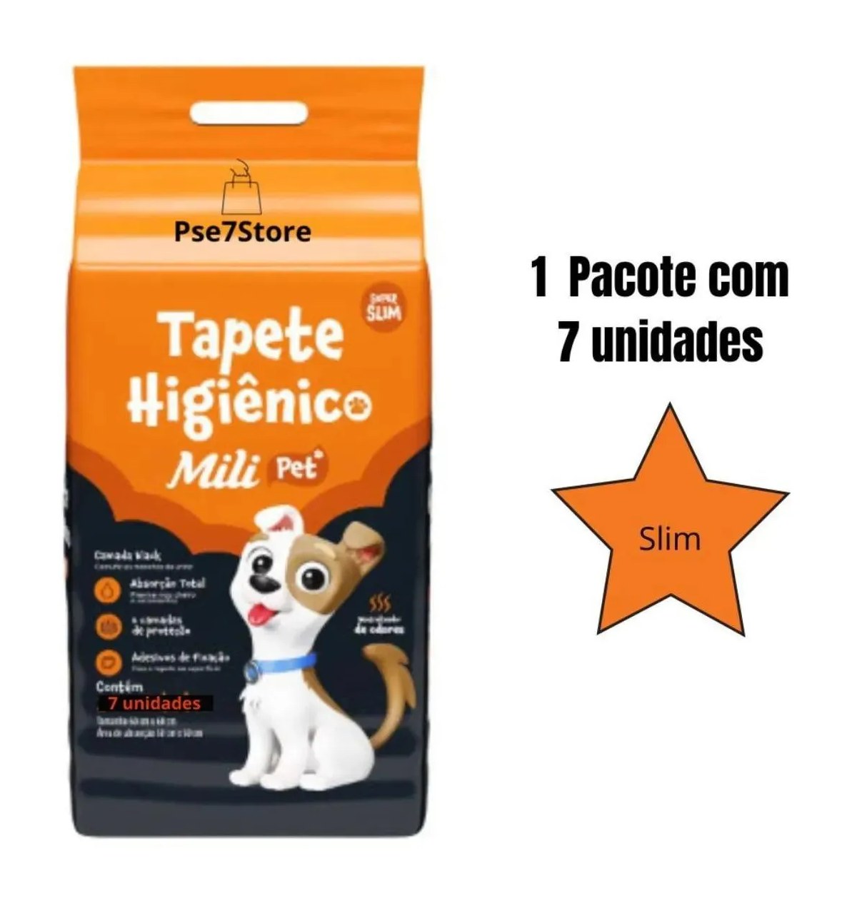6 Un Tapete Higiênico Pet Super Slin Mili com 7un