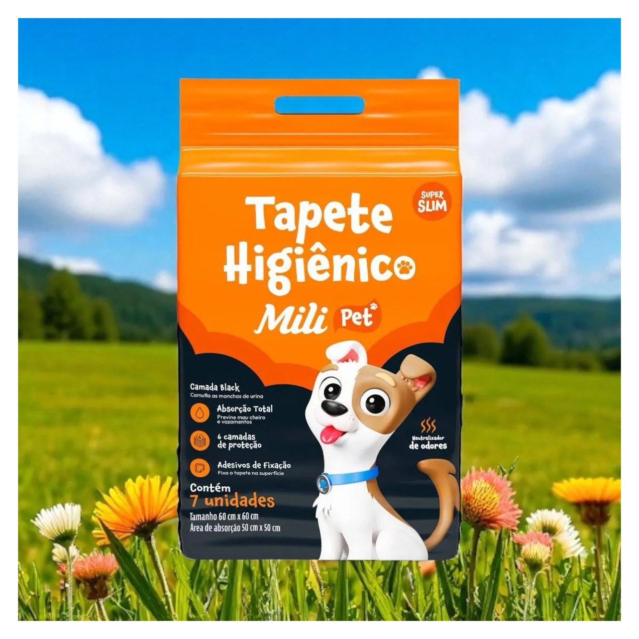 6 Un Tapete Higiênico Pet Super Slin Mili com 7un
