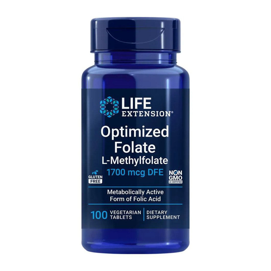 Folato Otimizado 1700mcg Dfe 100 Tabletes Life Extension