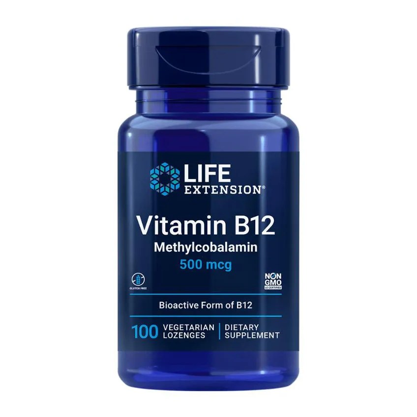 Vitamina B12 Metilcobalamina 500mcg 100 Pastilhas Life Extension