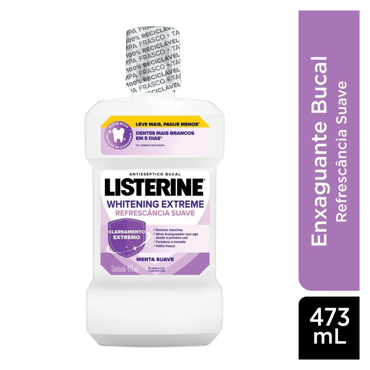 Enxaguante Antisséptico Bucal Listerine Whitening Extreme Menta com 473ml