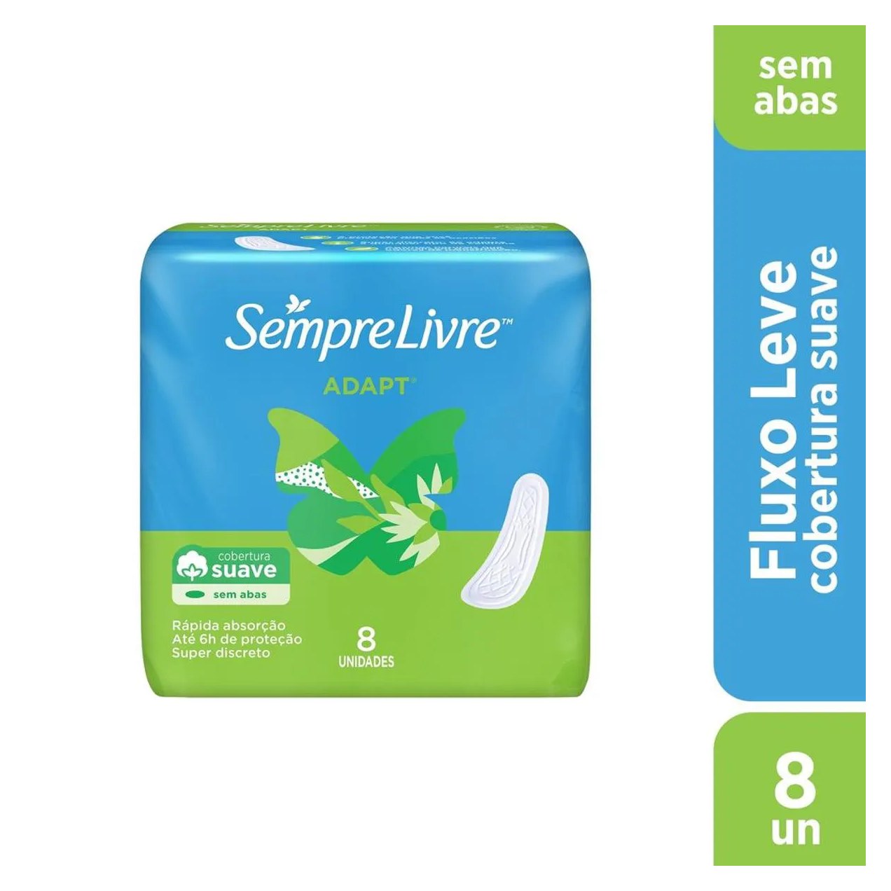 Absorvente Sempre Livre Adapt Cobertura Suave Sem Abas com 8 unidades