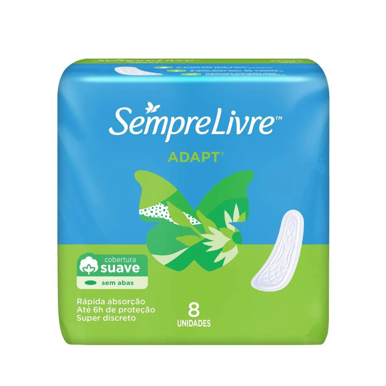 Absorvente Sempre Livre Adapt Cobertura Suave Sem Abas com 8 unidades
