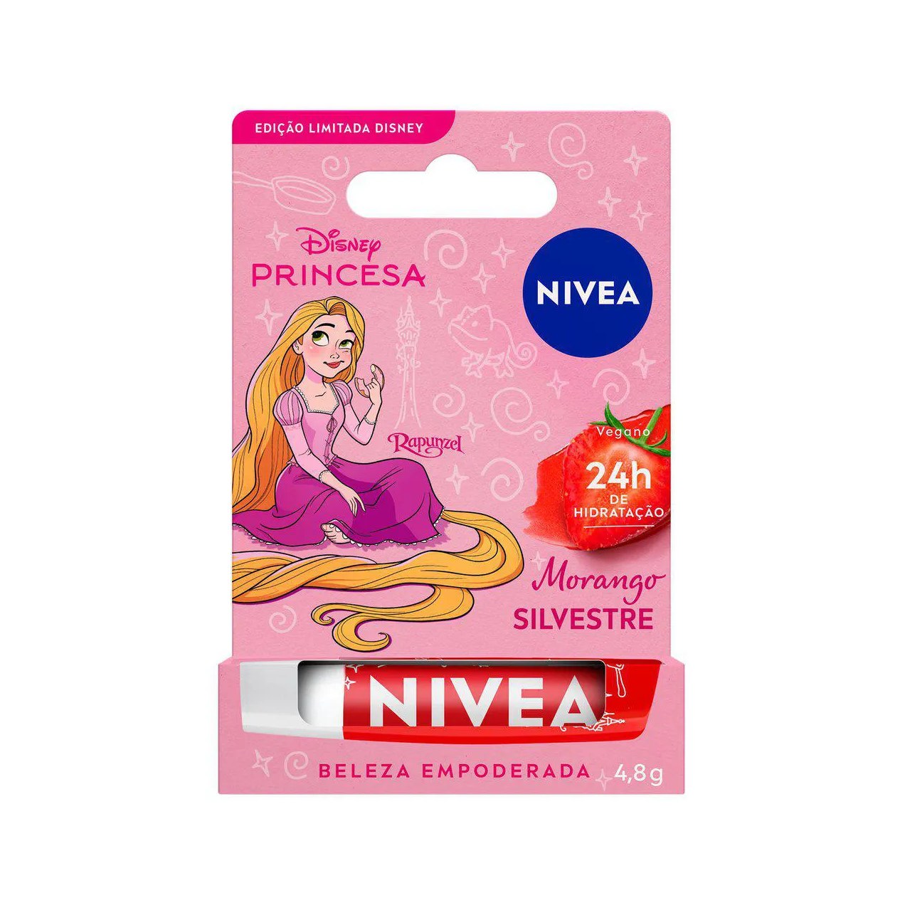 Hidratante Labial Nivea Disney Princesa Rapunzel Morango Silvestre 4,8g