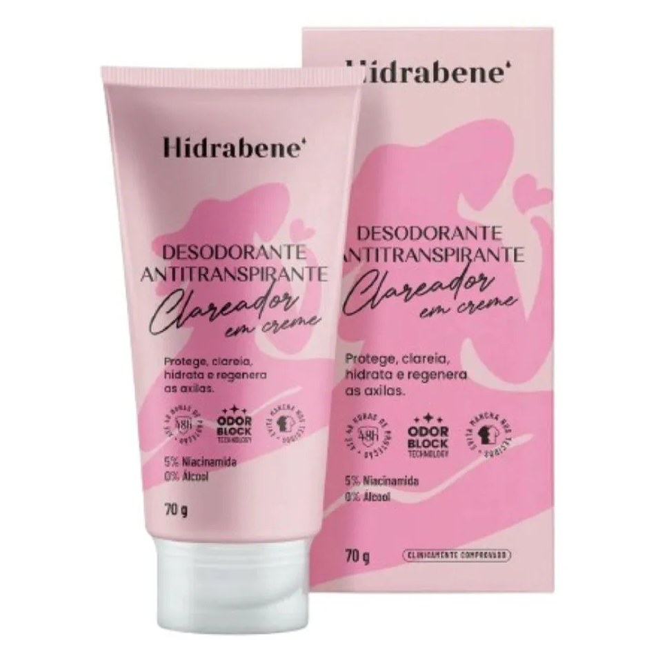 Desodorante Antitranspirante Clareador Em Creme 70g - Hidrabene