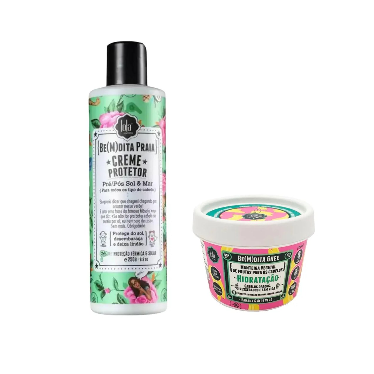 Kit Lola Cosmetics Manteiga Vegetal Capilar Be(m)Dita Ghee Hidratação 100g + Creme Protetor Capilar Be(M)dita Praia 250g