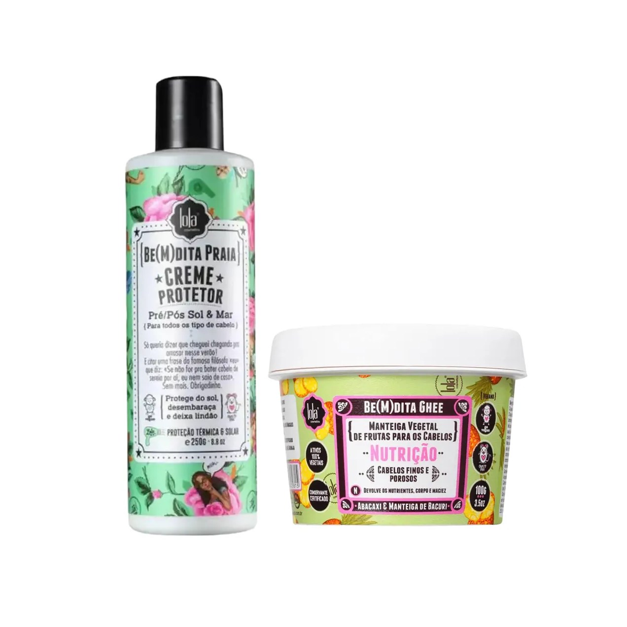 Kit Lola Cosmetics Manteiga Vegetal Capilar Be(m)Dita Ghee Nutrição 100g + Creme Protetor Capilar Be(M)dita Praia 250g