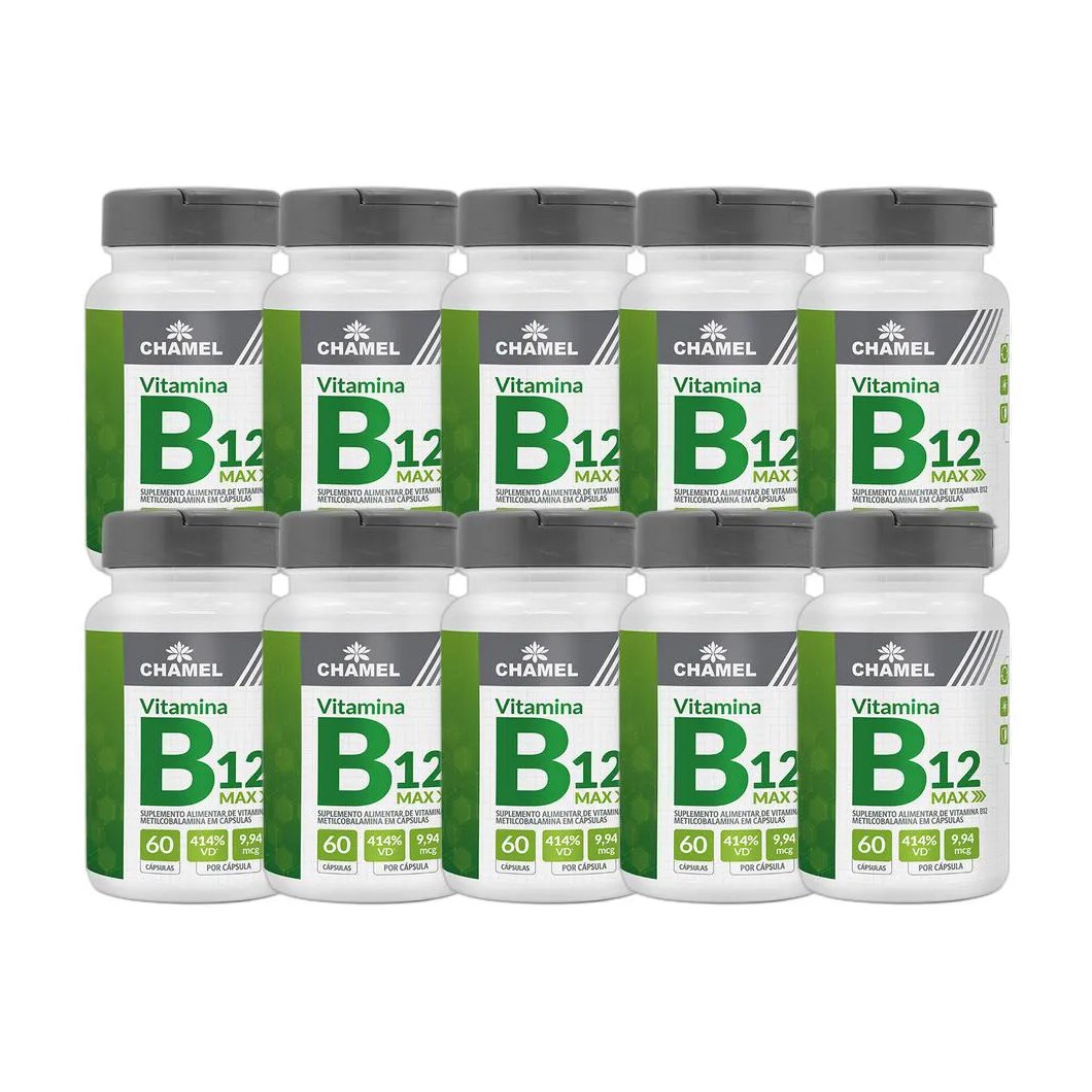 Kit 10X Max Vitamina B12 Metilcobalamina 60 Cps - Chamel