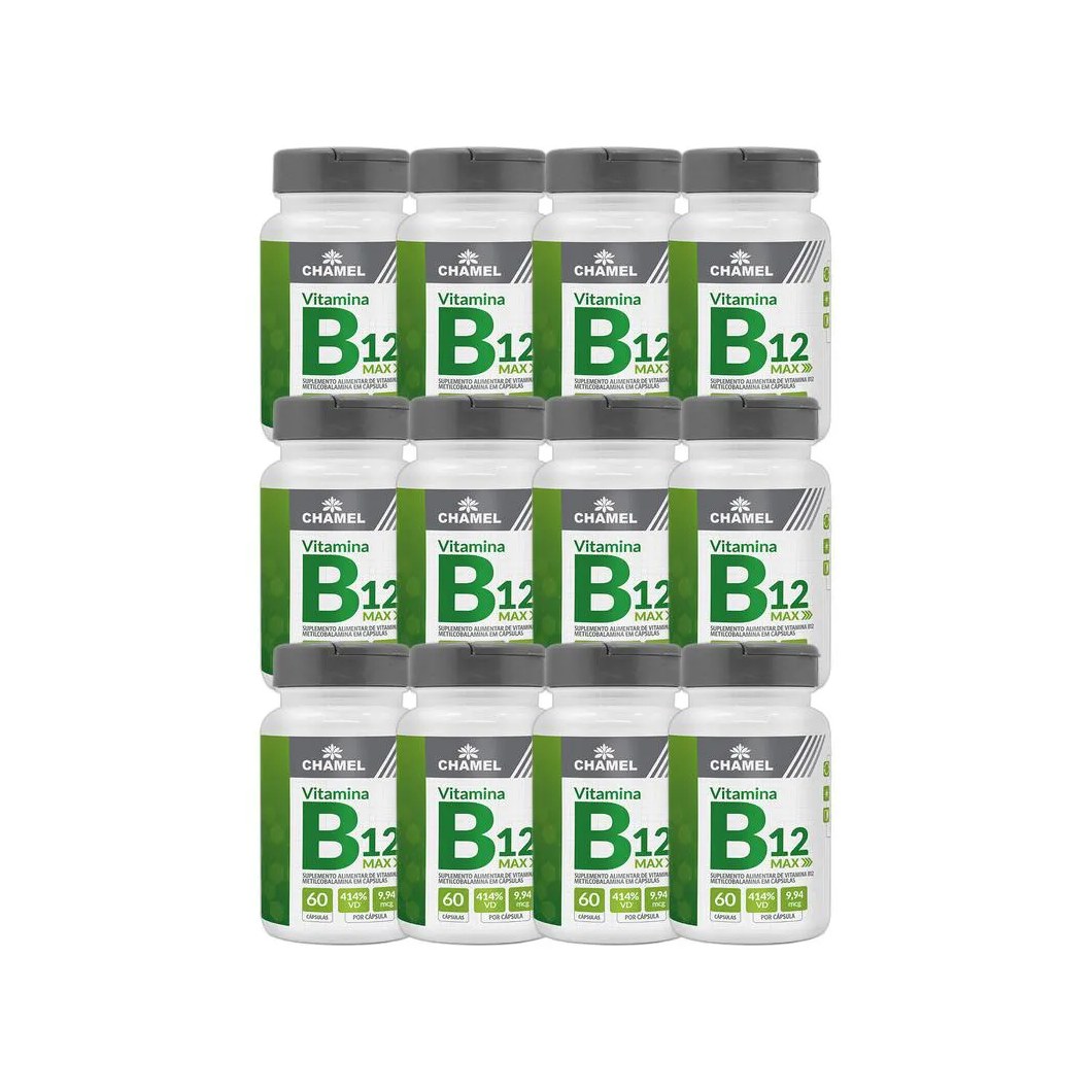 Kit 12X Max Vitamina B12 Metilcobalamina 60 Cps - Chamel