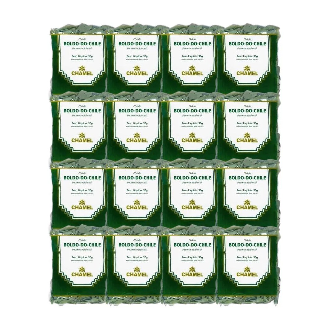 Kit 16X Chá Pacote Boldo Do Chile Folhas 30G - Chamel