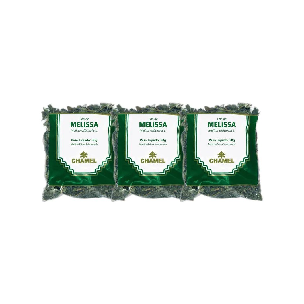 Kit 3X Chá Pacote Melissa Folhas 30G - Chamel