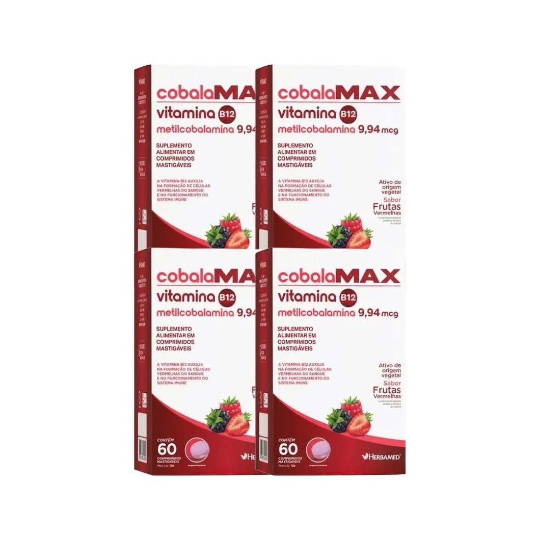 Kit 4X Vitamina B12 Metilcobalamina 60 Cpr - Herbamed