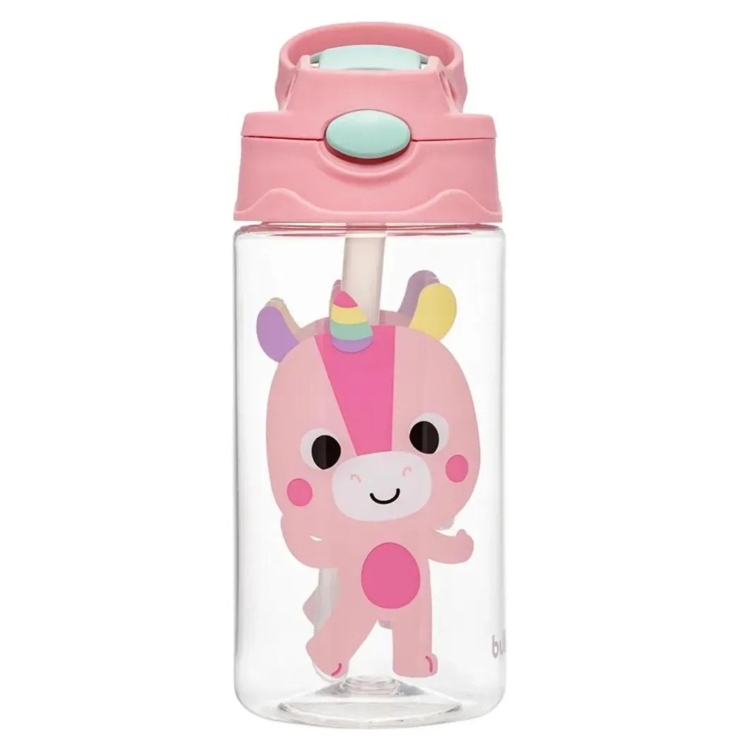Garrafinha Tritan Canudo Zoo Unicórnio 450Ml Buba