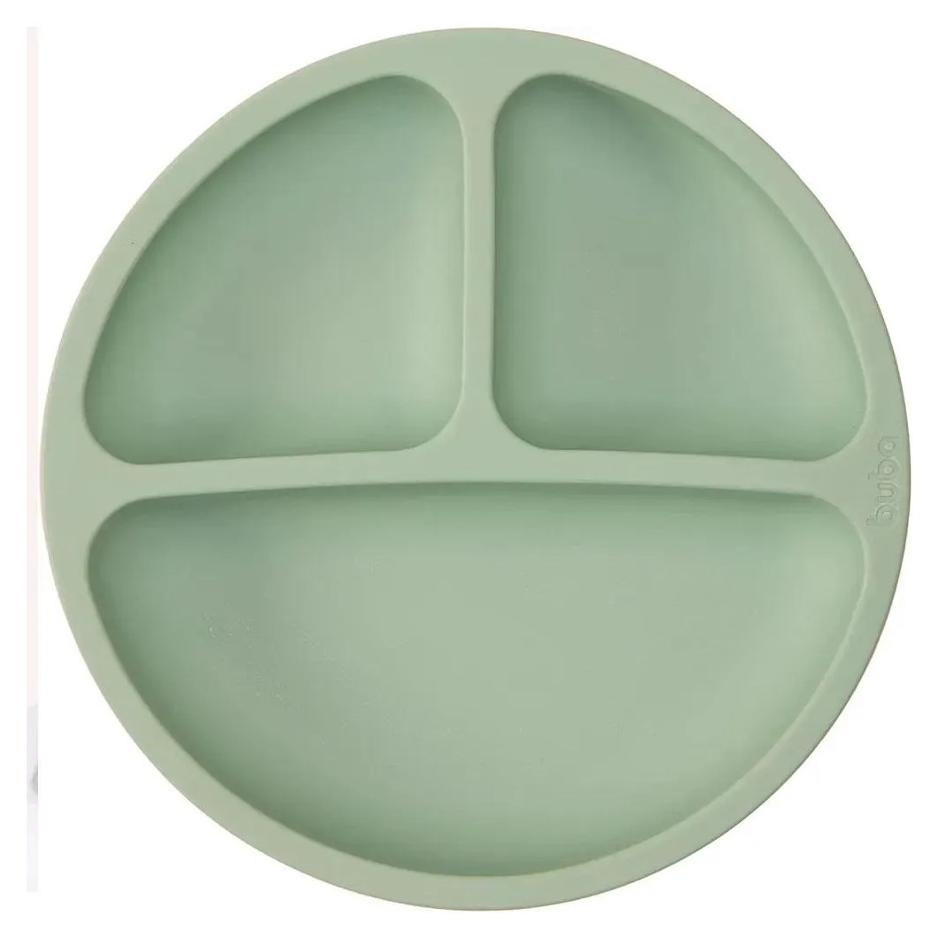 Prato Silicone Com Divisória E Ventosa Verde Buba