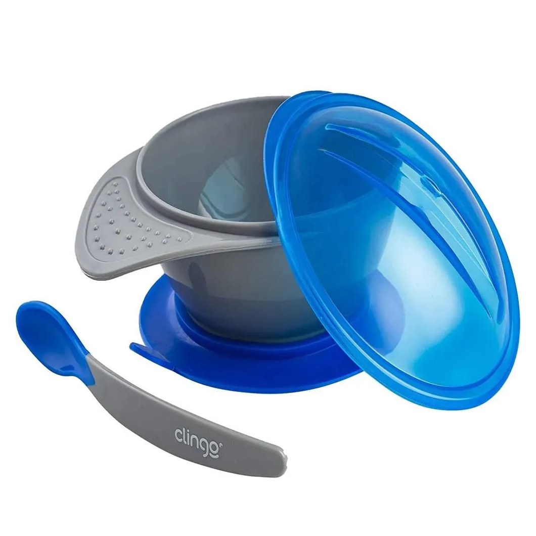 Prato Com Ventosa E Colher Azul +6M Clingo