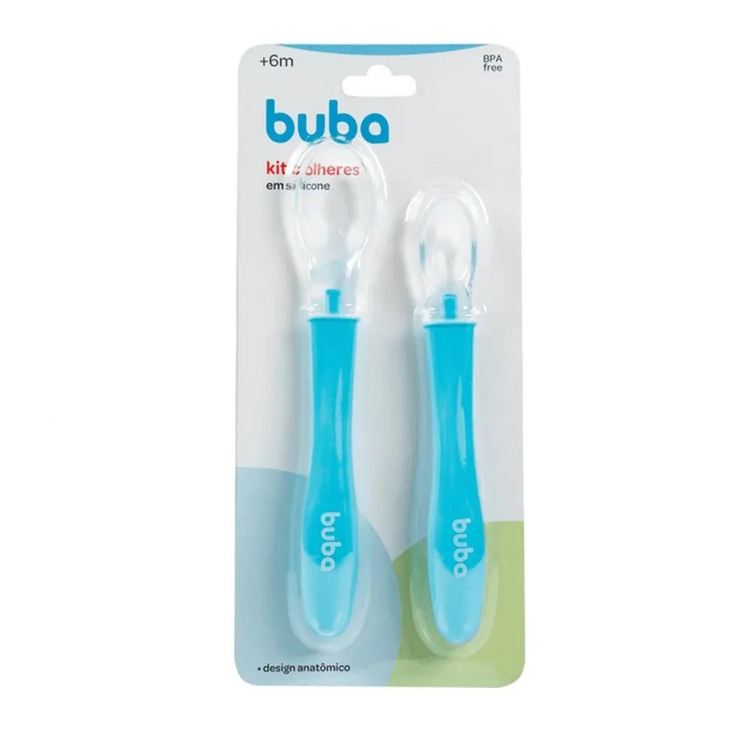 Colheres Silicone Azul 2Und Buba