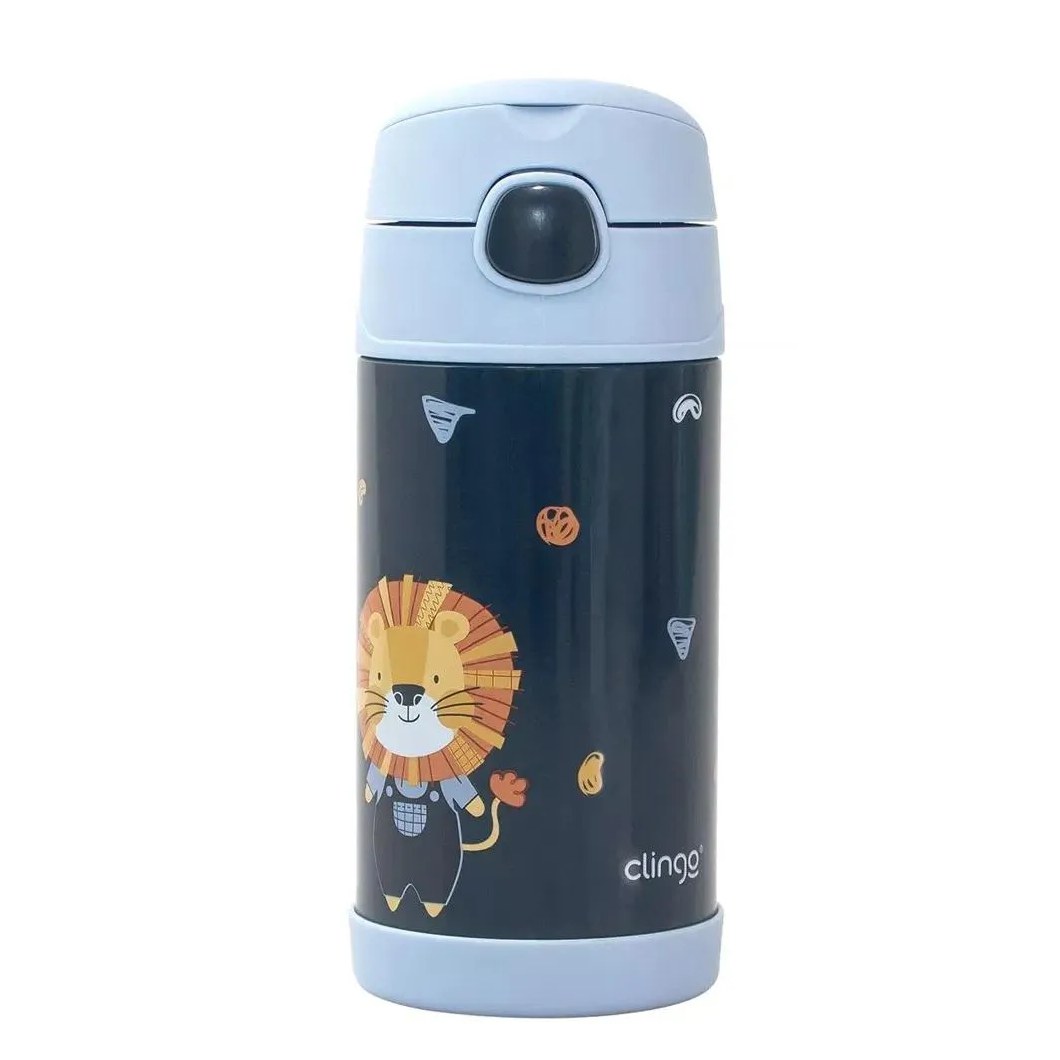 Garrafinha Térmica Com Canudo 310Ml Luke Azul Clingo