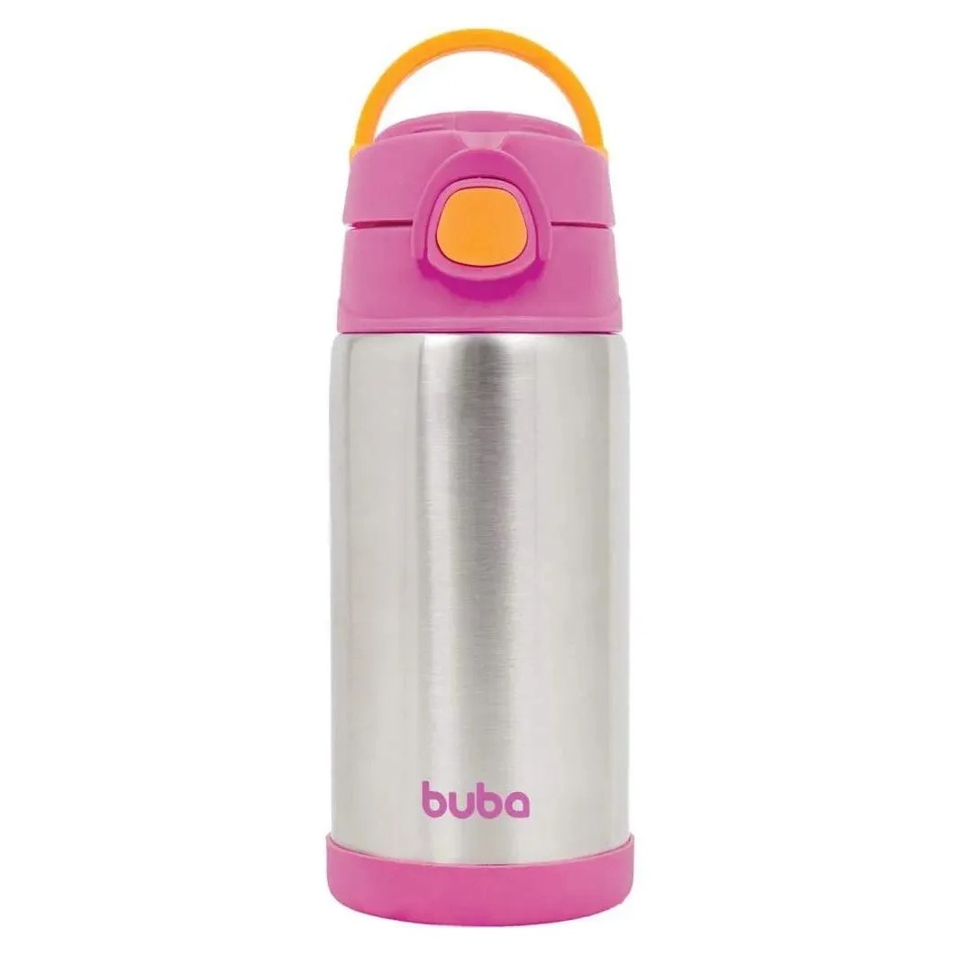 Garrafinha Térmica Inox 400Ml Rosa Buba