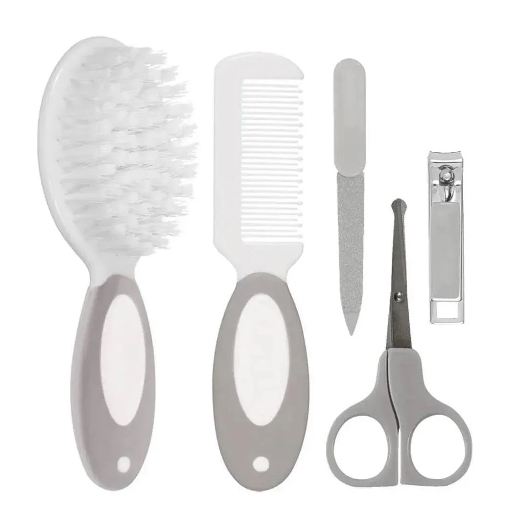 Kit Cuidados De Higiene Para Bebê Cinza Buba