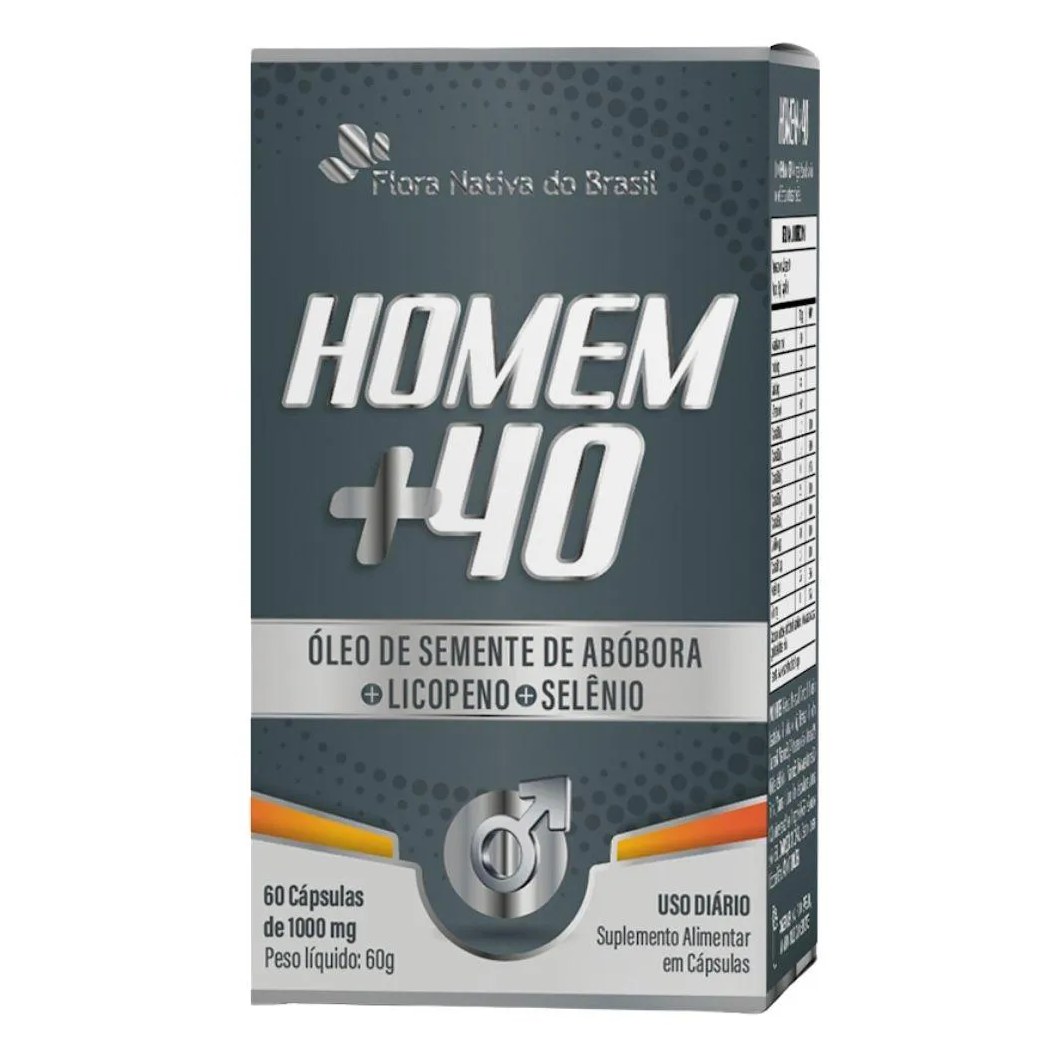 Homem +40 (Licopeno, Zinco, Selênio E Semente De Abóbora) 60 Cápsulas - Flora Nativa