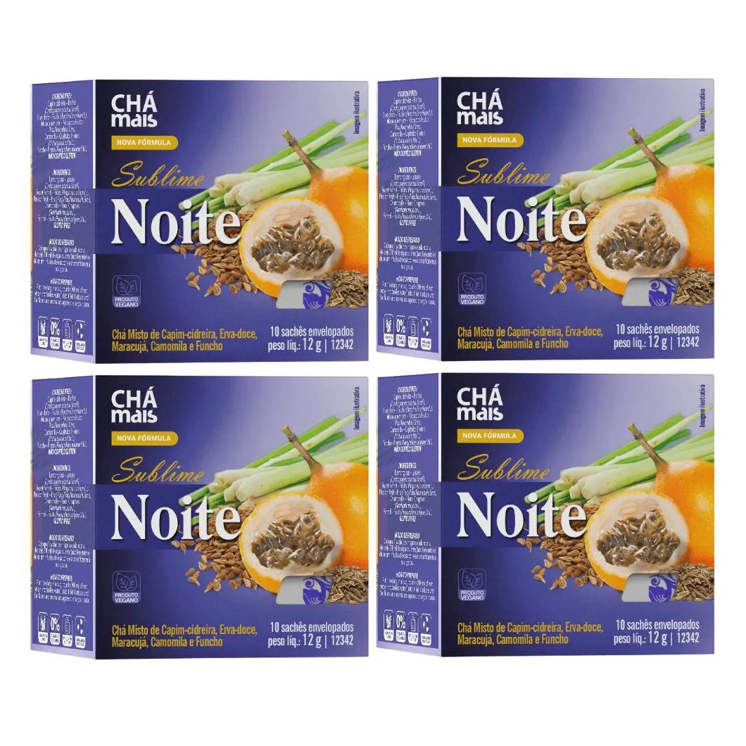 Kit 4X Chá Misto Sublime Noite 10 Sachês - Chá Mais