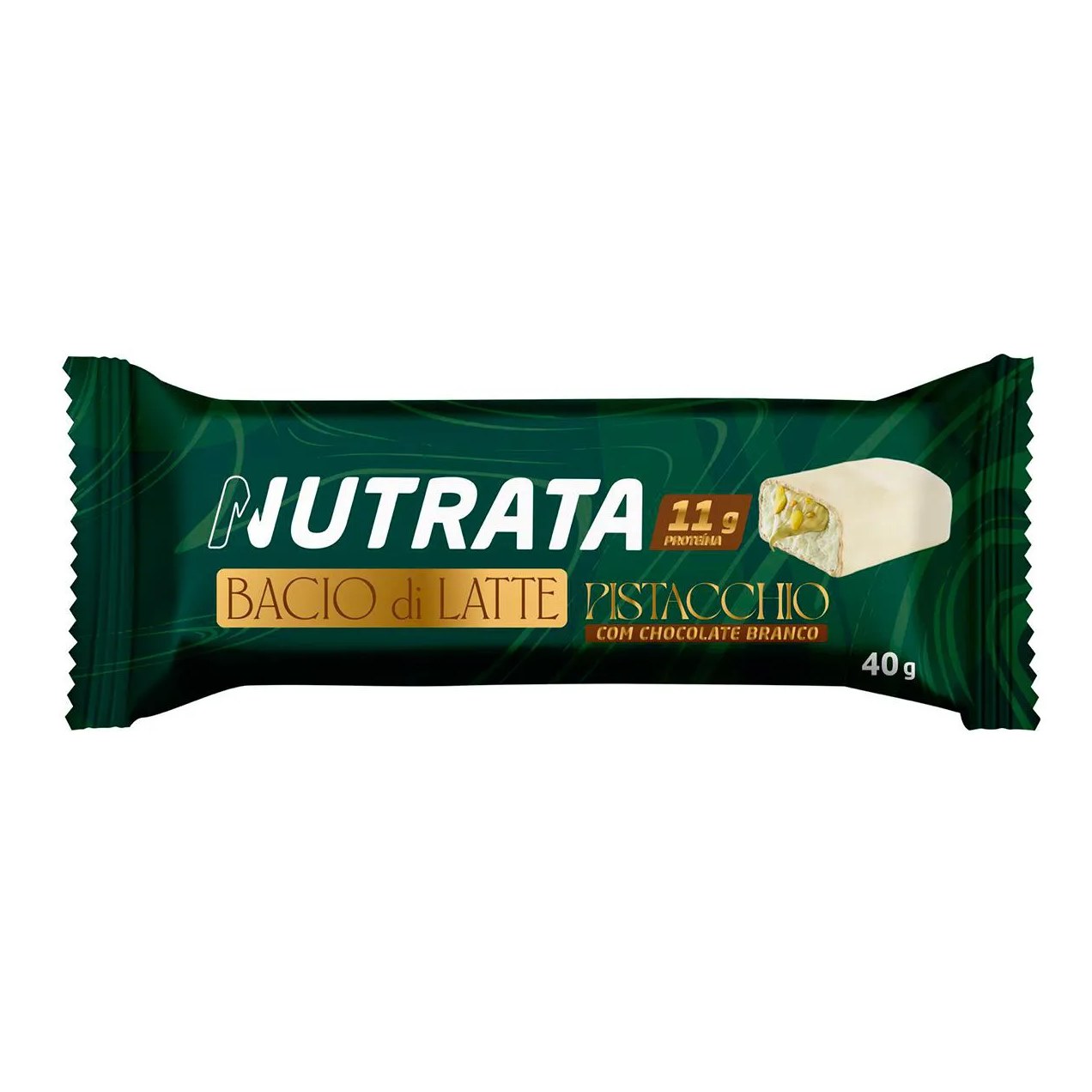 Barra de Proteína Nutrata Bacio Di Latte Pistache com Chocolate Branco 40g