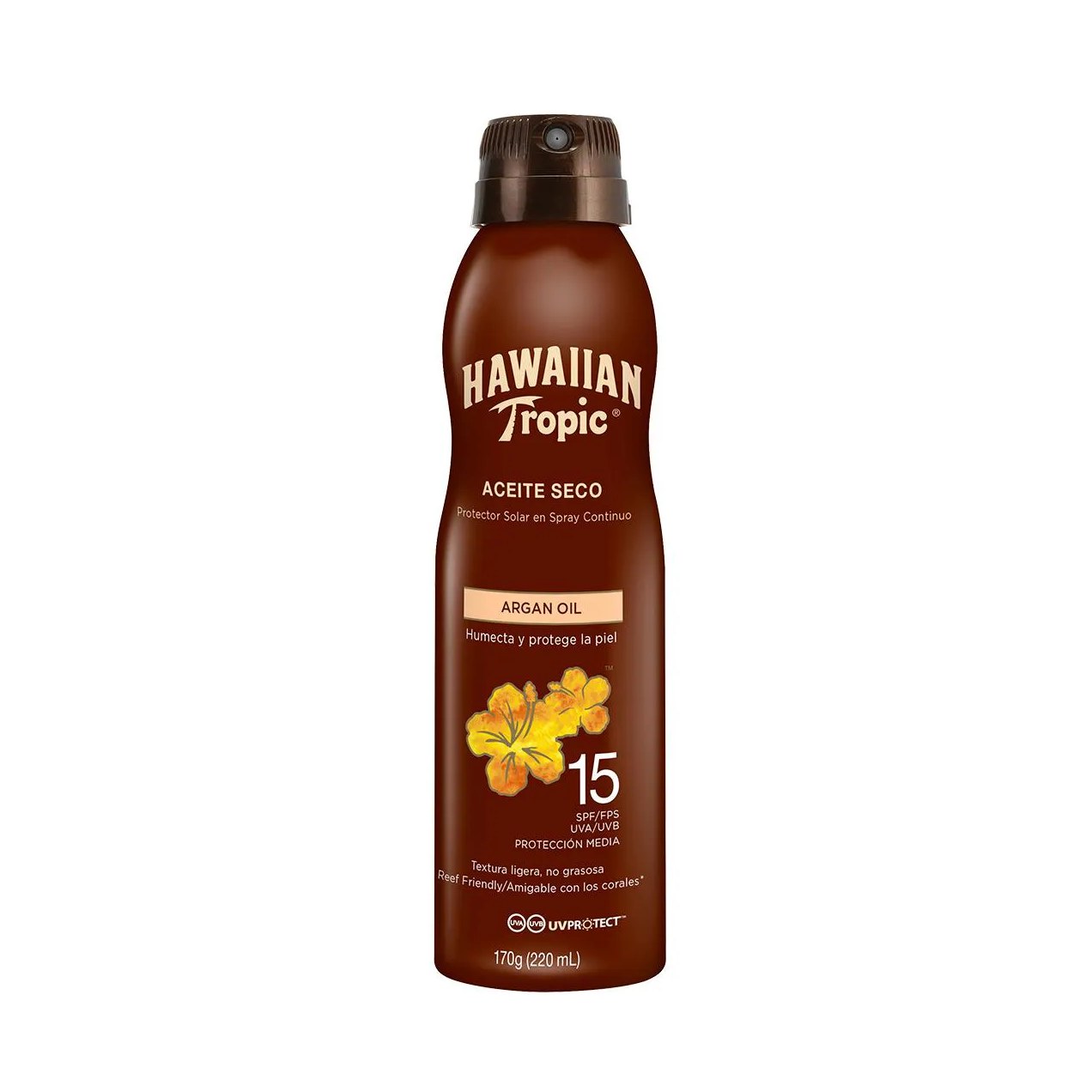 Protetor Solar em Spray Hawaiian Tropic Aceite Seco FPS 15 170g