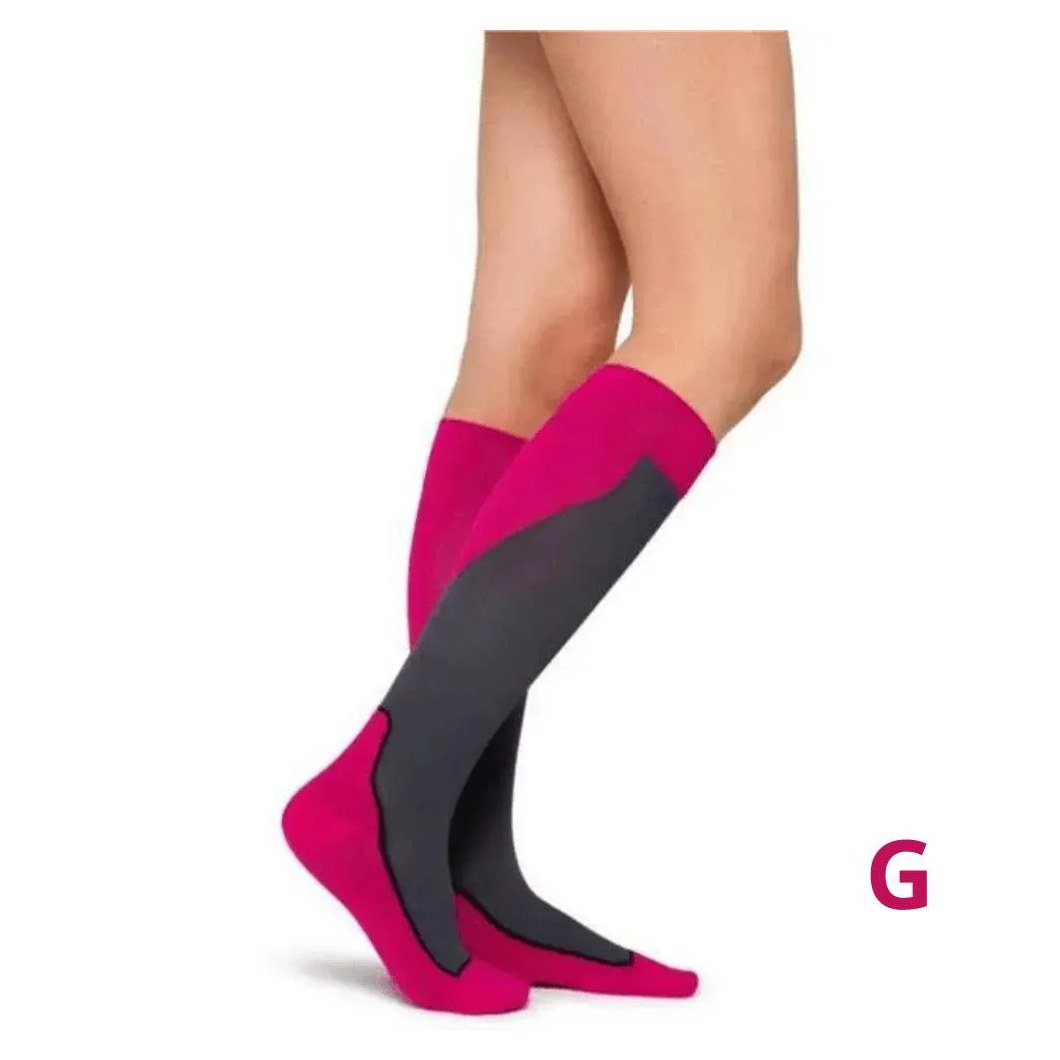 Meia de Compressão 3/4 Jobst Sport 20-30Mmhg - Rosa/Cinza G