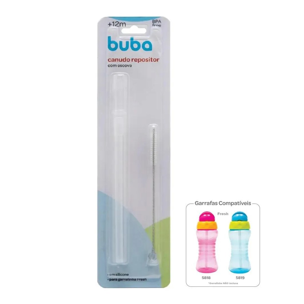 Canudo de Silicone para Garrafinha Fresh + Escova Buba