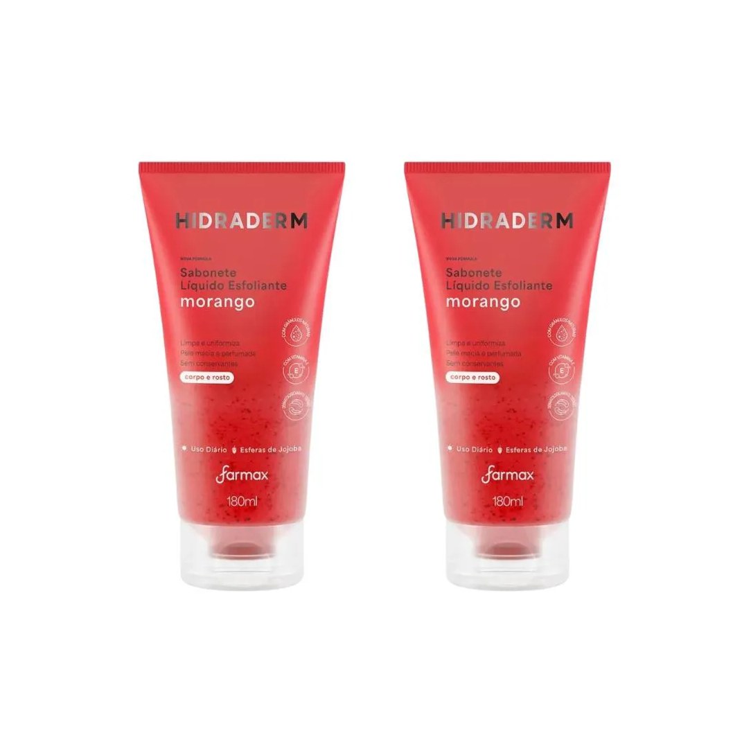 Sabonete Liquido Hidraderm 180Ml Esfol Morango-Kit C/2Un