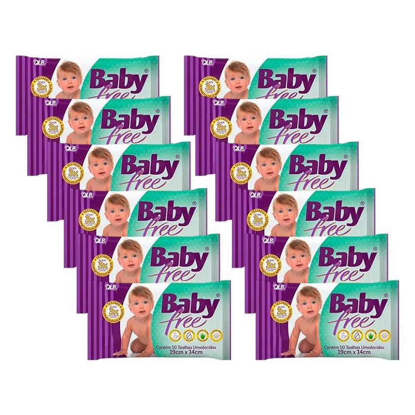 Kit 12 Toalhas Baby Free C/50 Toalhas Umed. - Qualybless