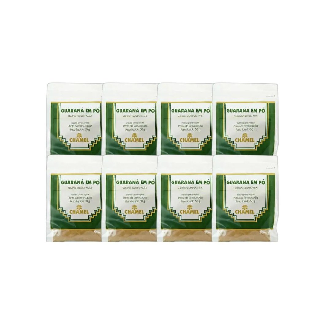 Kit 8X Pacote de Guarana em Pó 50G - Chamel