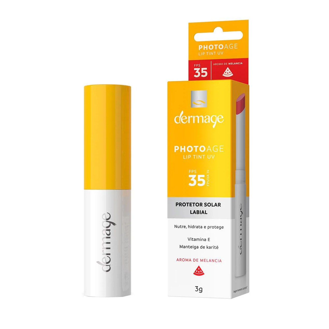 Protetor Solar Labial Dermage Photoage Lip Tint UV FPS 35 Aroma Melancia 3g