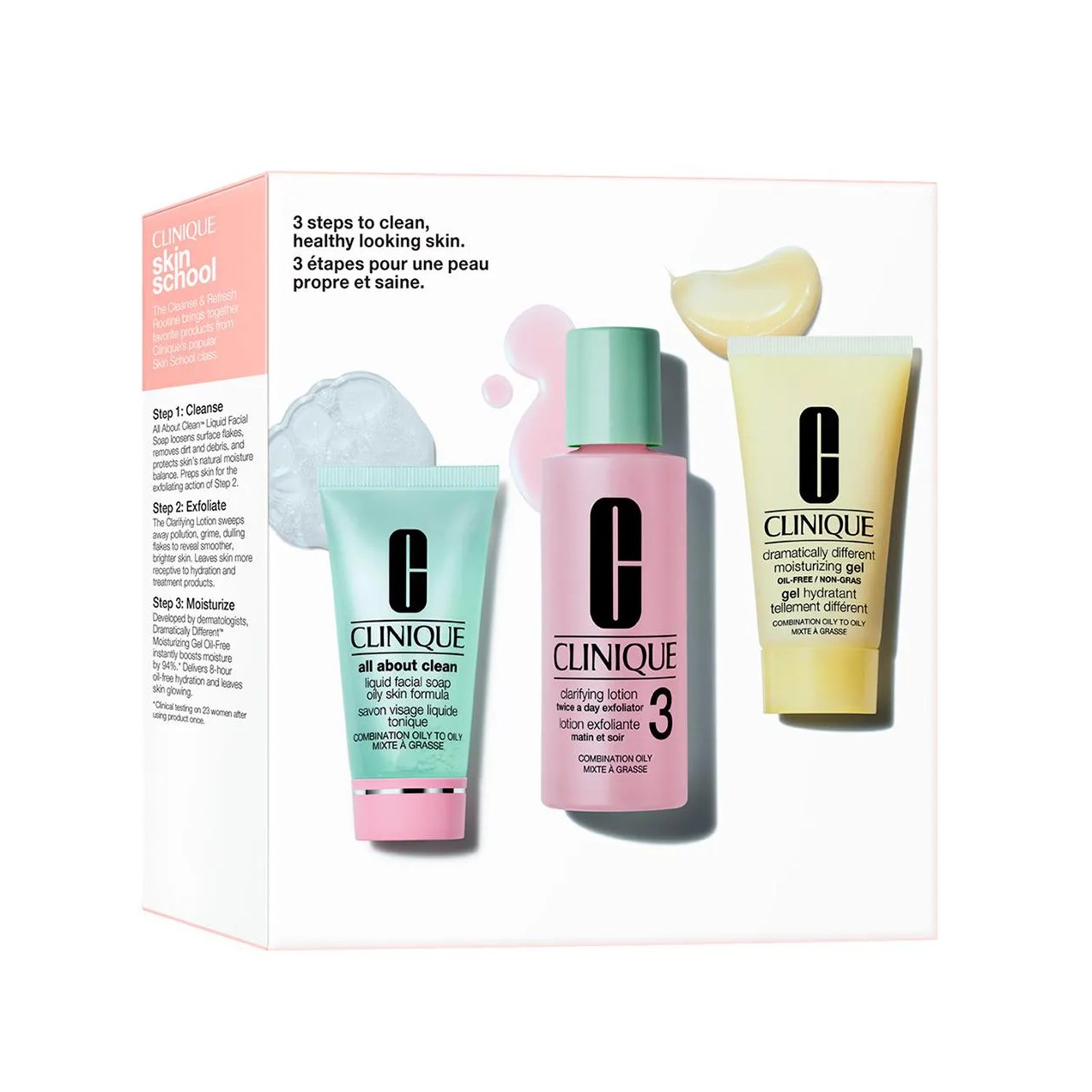 Kit Facial Clinique 3 Passos Para Pele Mista a Oleosa Sabonete Líquido + Hidratante + Tônico 1 unidade