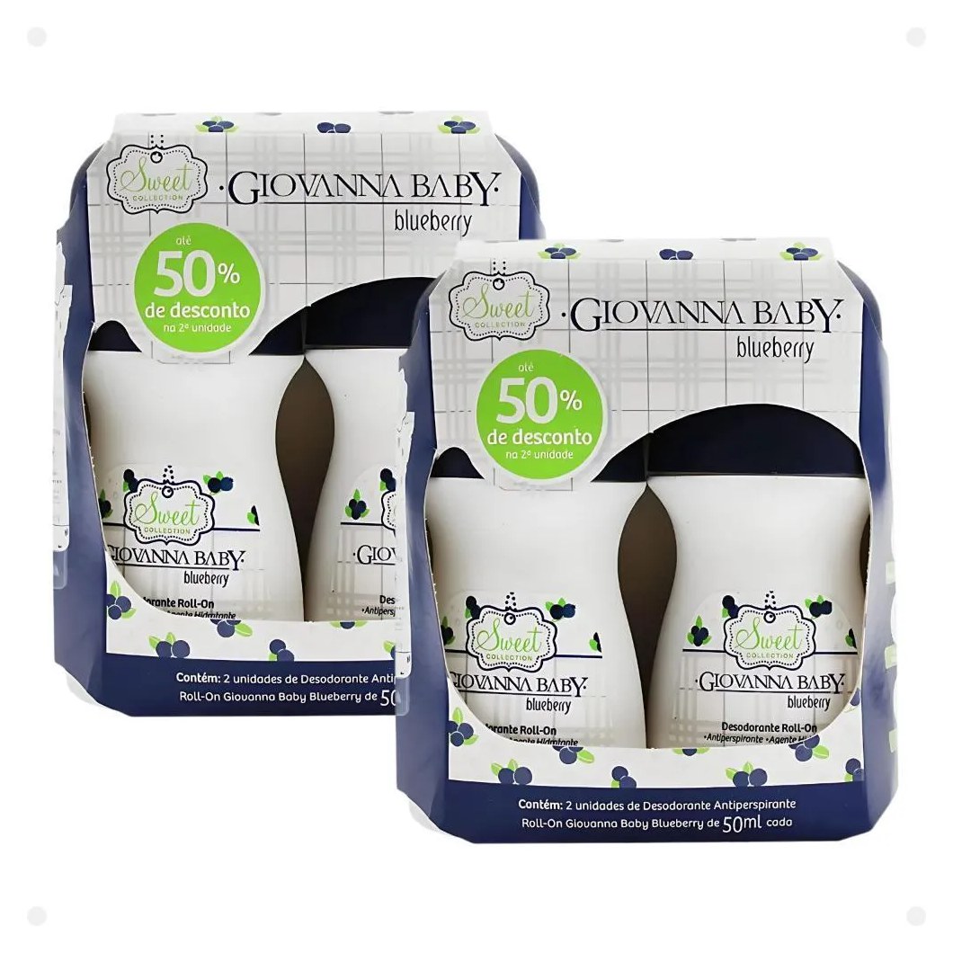 Kit Giovanna Baby: 4 Desodorante Roll-on Blueberry