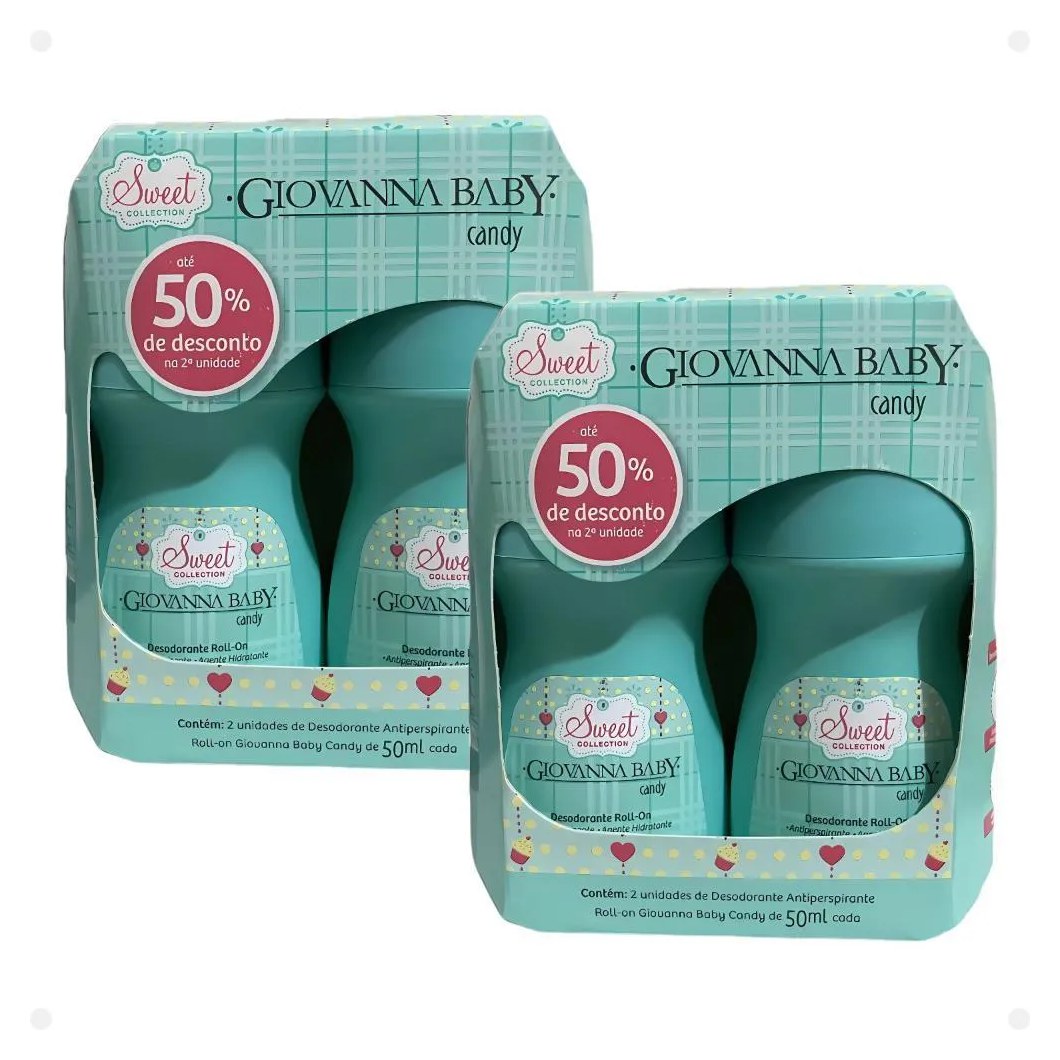 Kit Giovanna Baby: 4 Desodorante Roll-on Candy